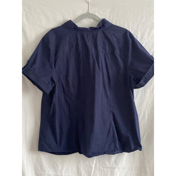 Sonoma SS Top Navy Blue Button Front Blouse Front Chest Pockets Woman 2X - Picture 9 of 10